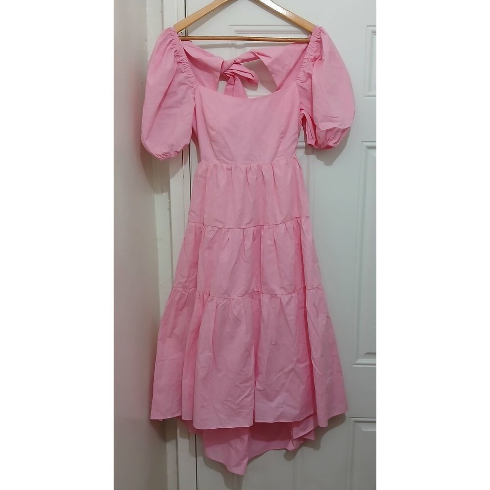 Talulah womens small  square neck puffer sleeve pink sweetheart dress